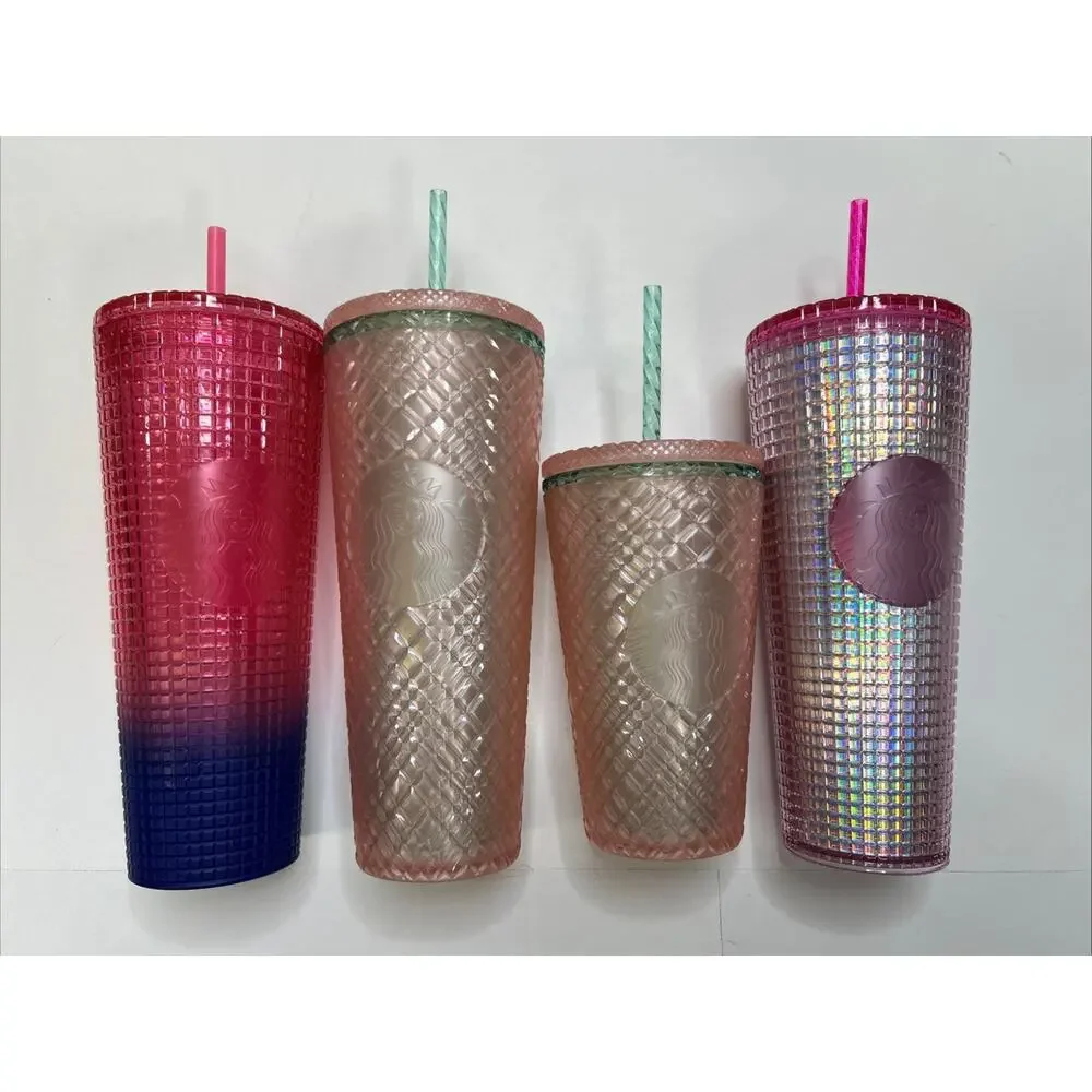 Starbucks Mermaid Studded Tumblers Lot Of 4 Pink Purple 3- 24 oz 1- 16 oz